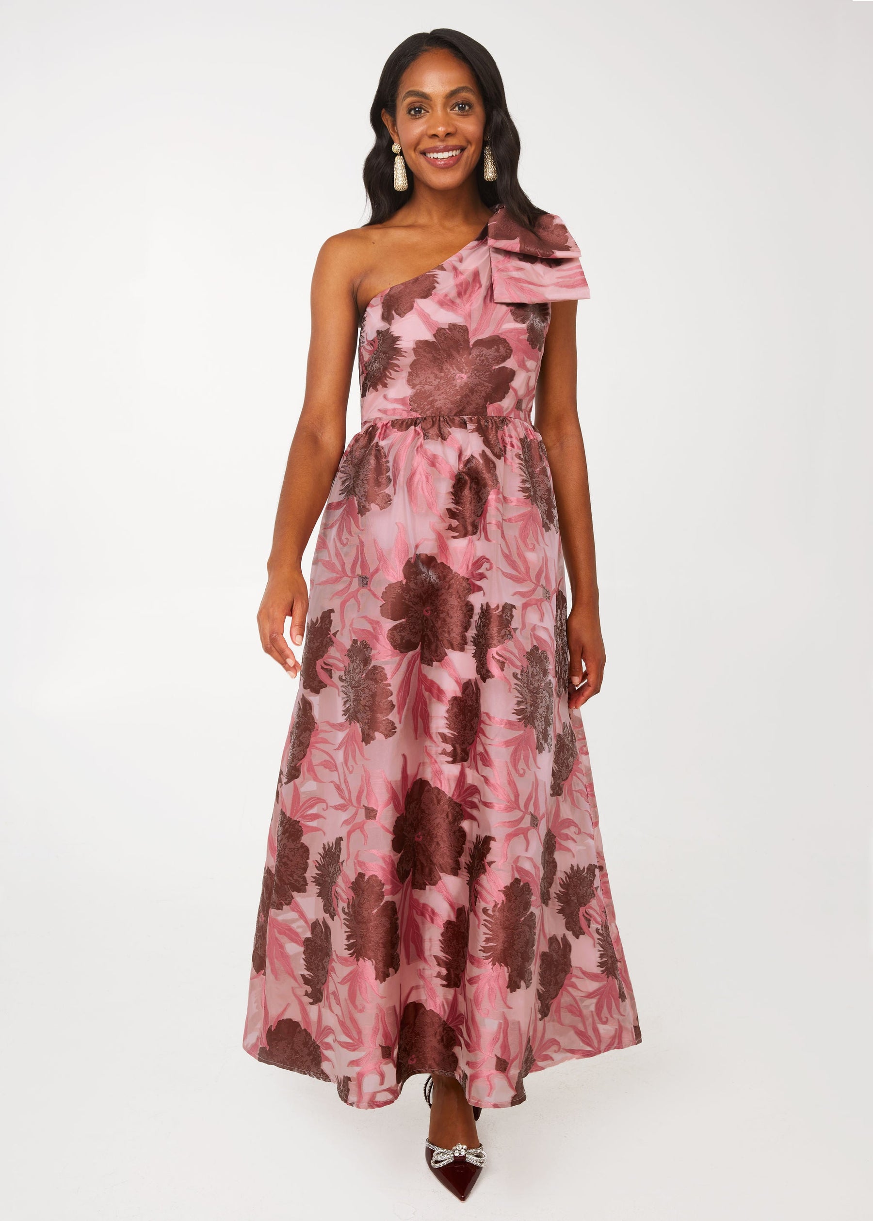 Caroline Gown Blush Pansy Vine Organza