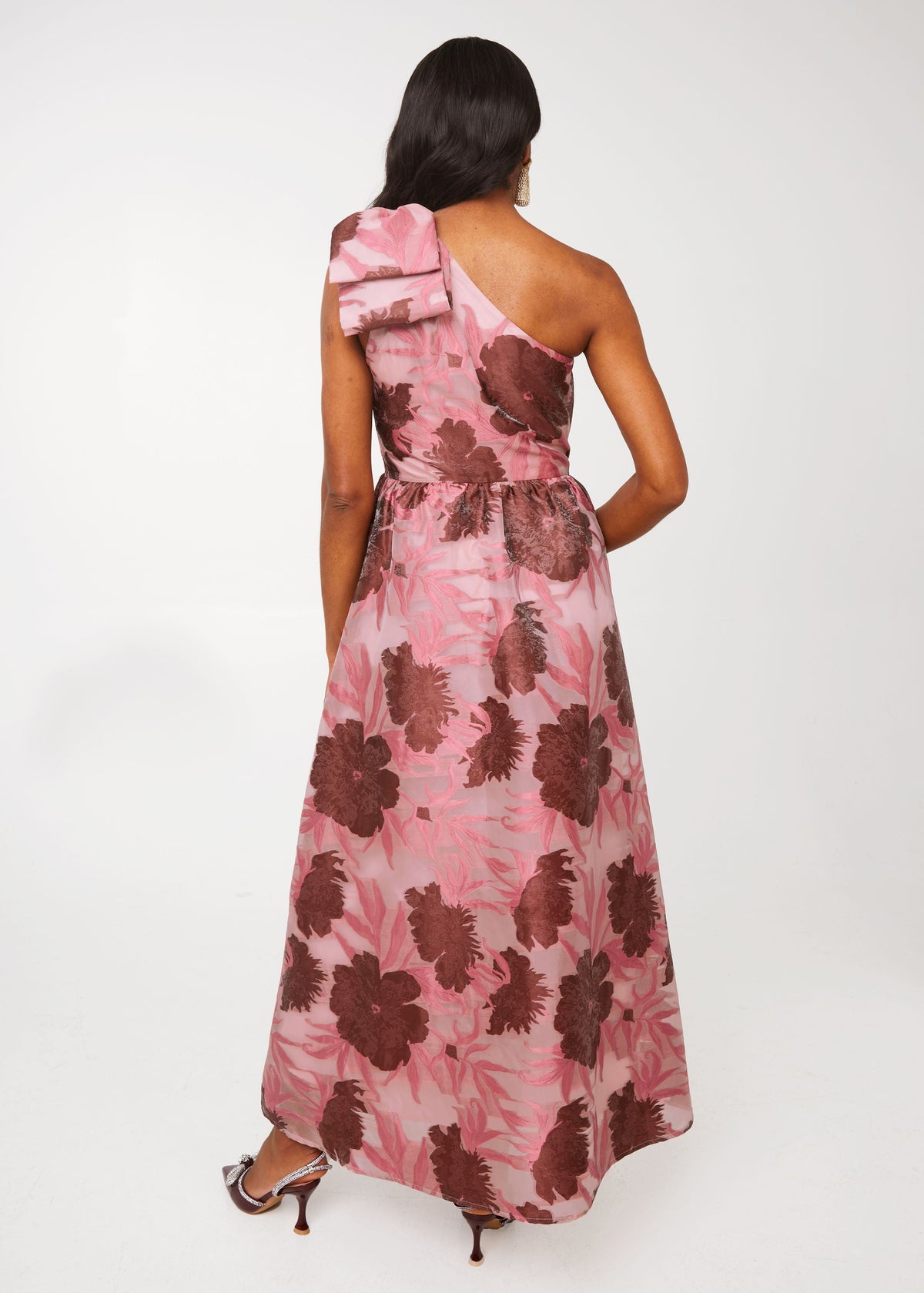 Caroline Gown Blush Pansy Vine Organza
