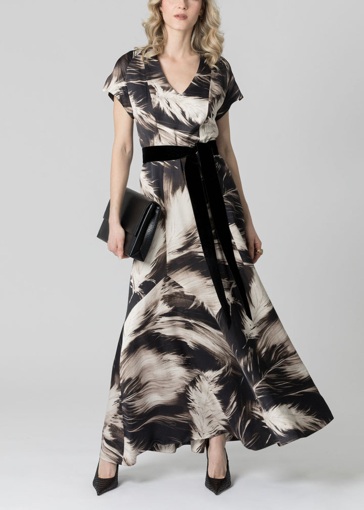 Feather Print Maxi Dress