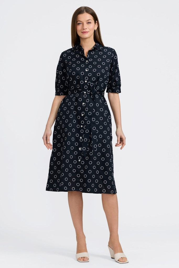 Esther Circle Dot Elbow Sleeve Dress