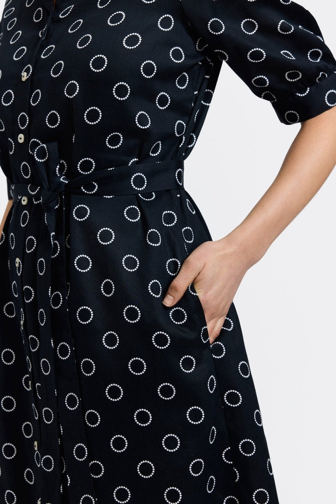 Esther Circle Dot Elbow Sleeve Dress