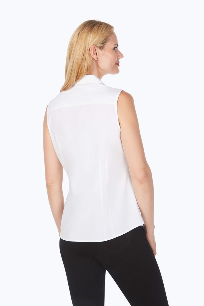 Taylor Essential Stretch Non-Iron Sleeveless Shirt #color_white