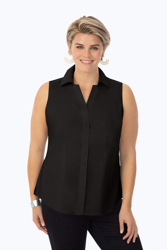Taylor Plus Essential Stretch Non-Iron Sleeveless Shirt #color_black