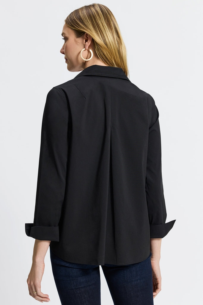Foxcroft Agnes black no-iron shirt styled for a woman with chic versatility and modern ease. #color_black