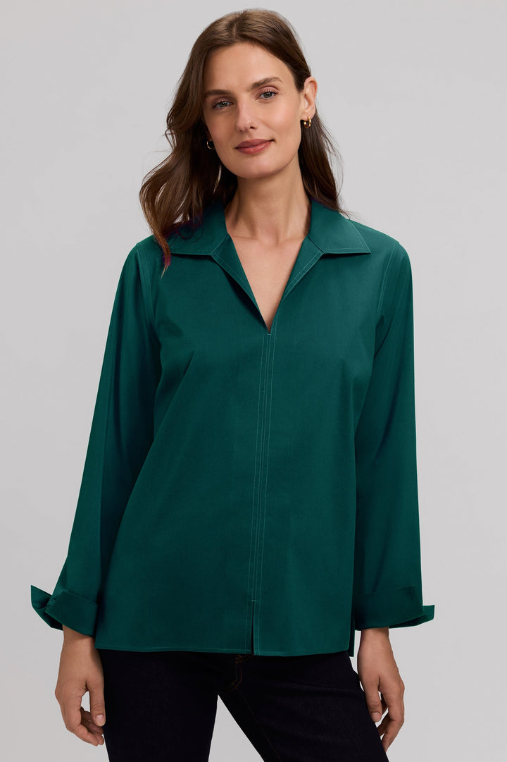 Agnes No Iron Stretch Long Sleeve Popover Shirt