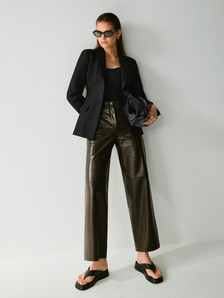 Greer Lambskin Wide-Leg Trousers