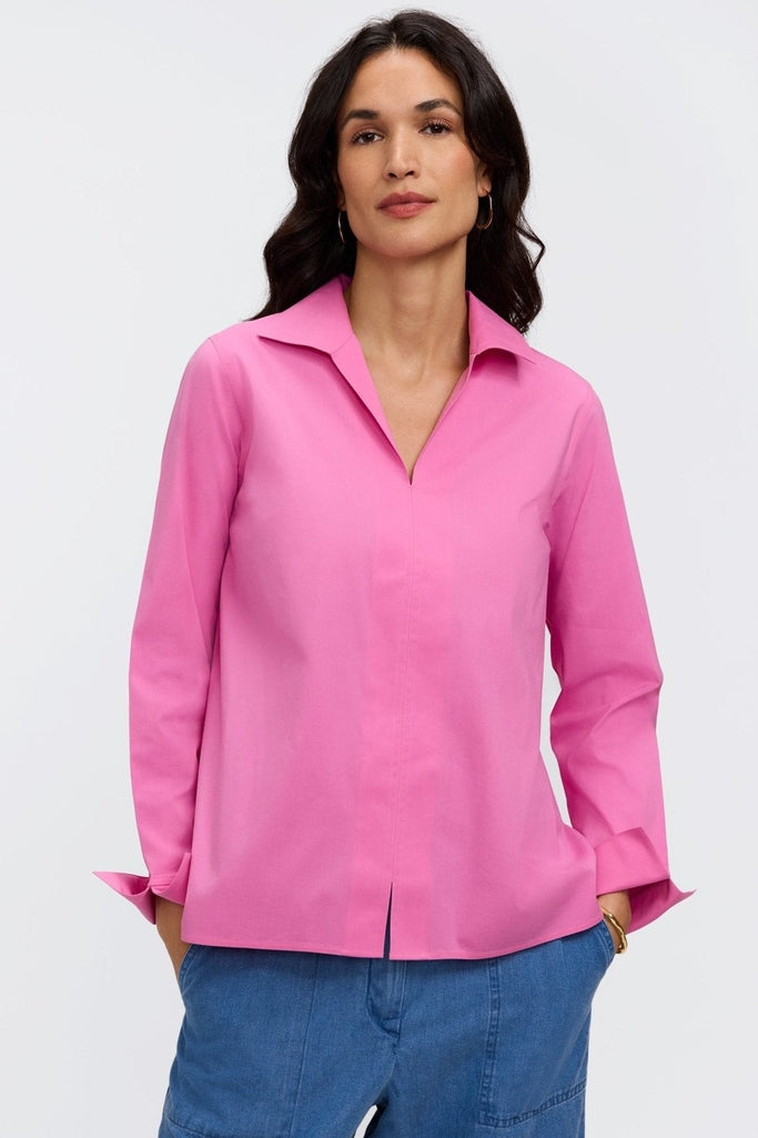 Front of the lightweight Agnes long sleeve shirt #color_guava pink