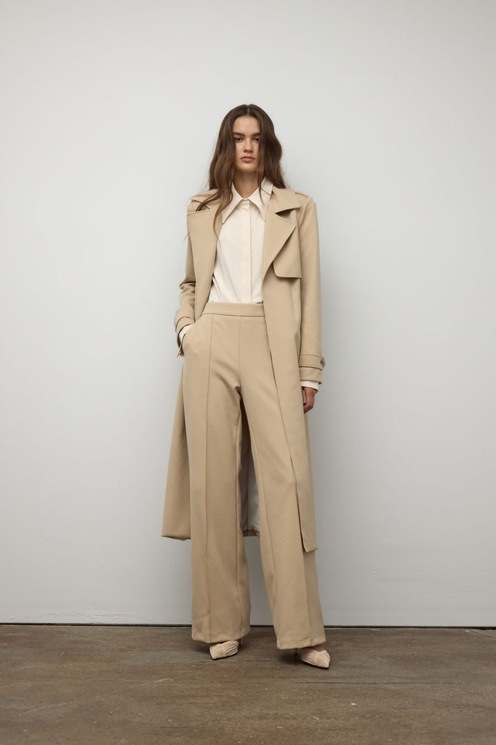 Wide leg pintuck pant