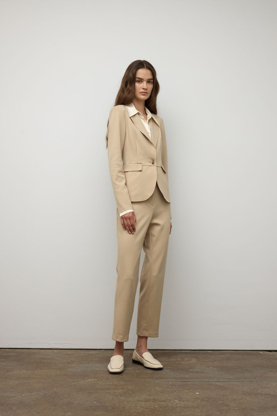 Raw edge single breast jacket