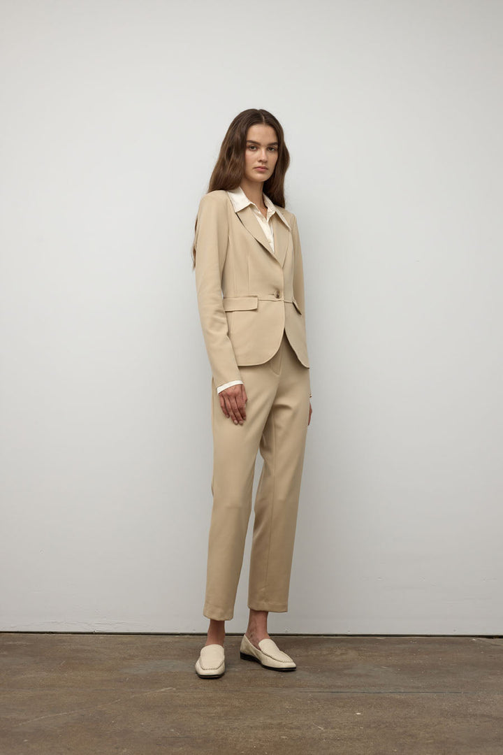 Raw edge single breast jacket