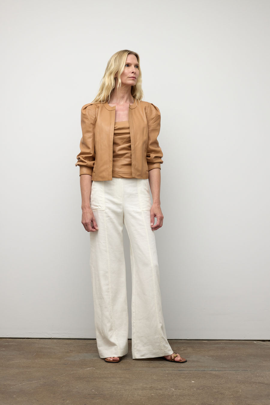 Leather 3/4 sleeve jacket