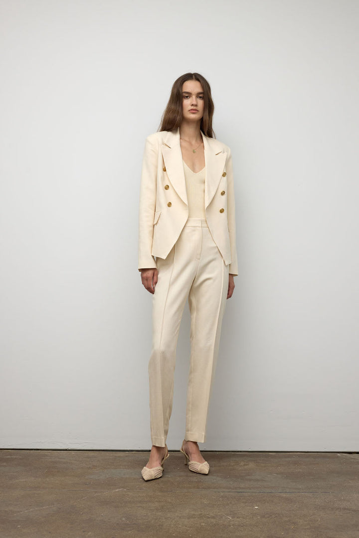 Pintuck straight leg trouser