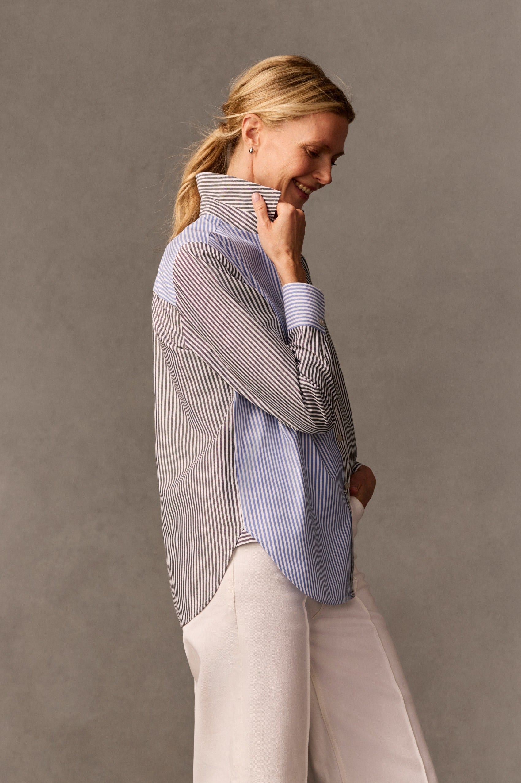 Meghan Pinpoint Stripe Long Sleeve Shirt