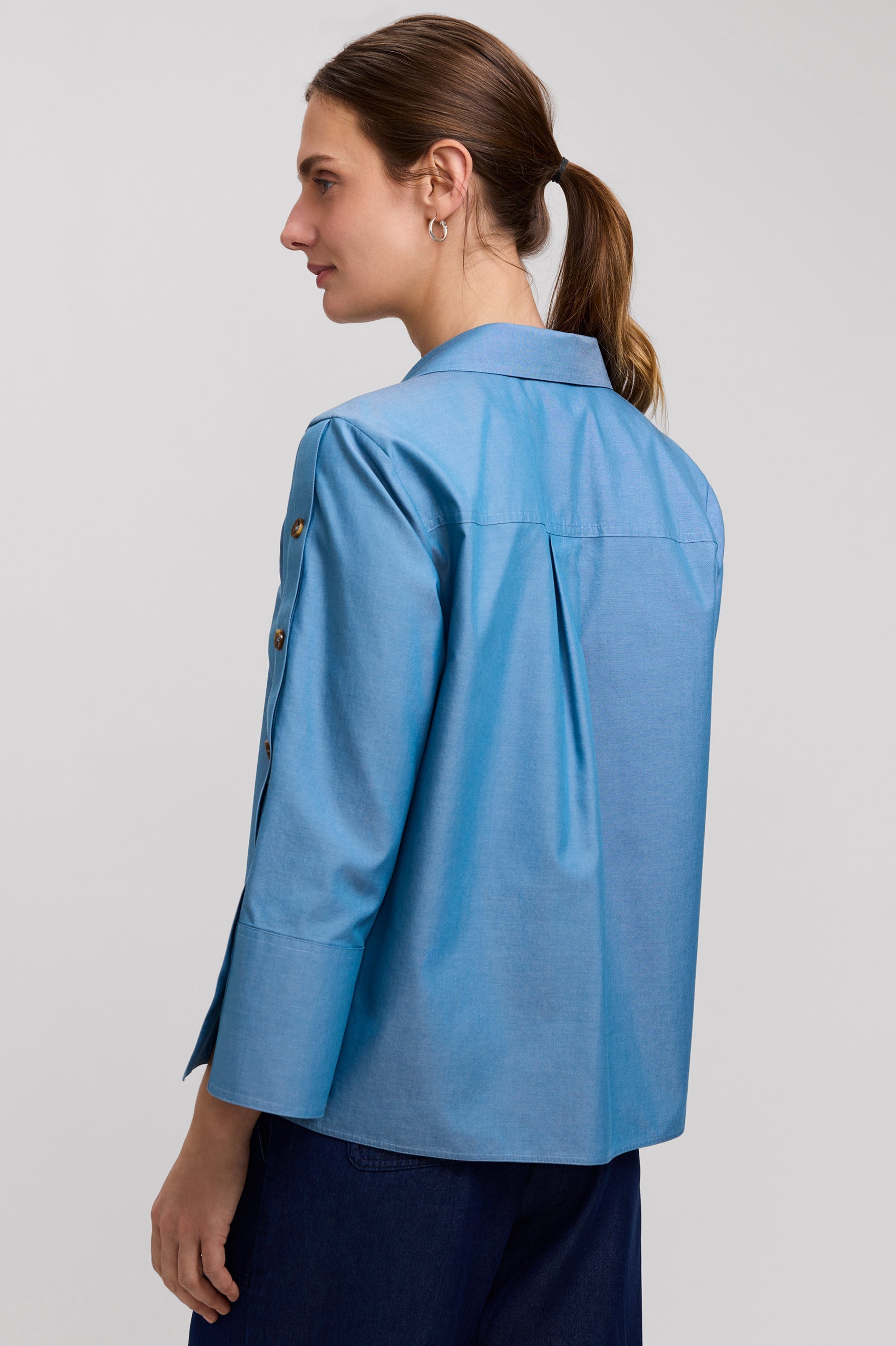 Lainey No Iron Pinpoint 3/4 Button Sleeve Shirt