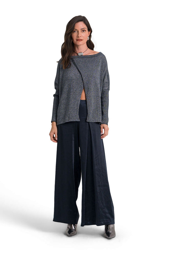 Reversible Lurex Sweater - Midnight/Silver