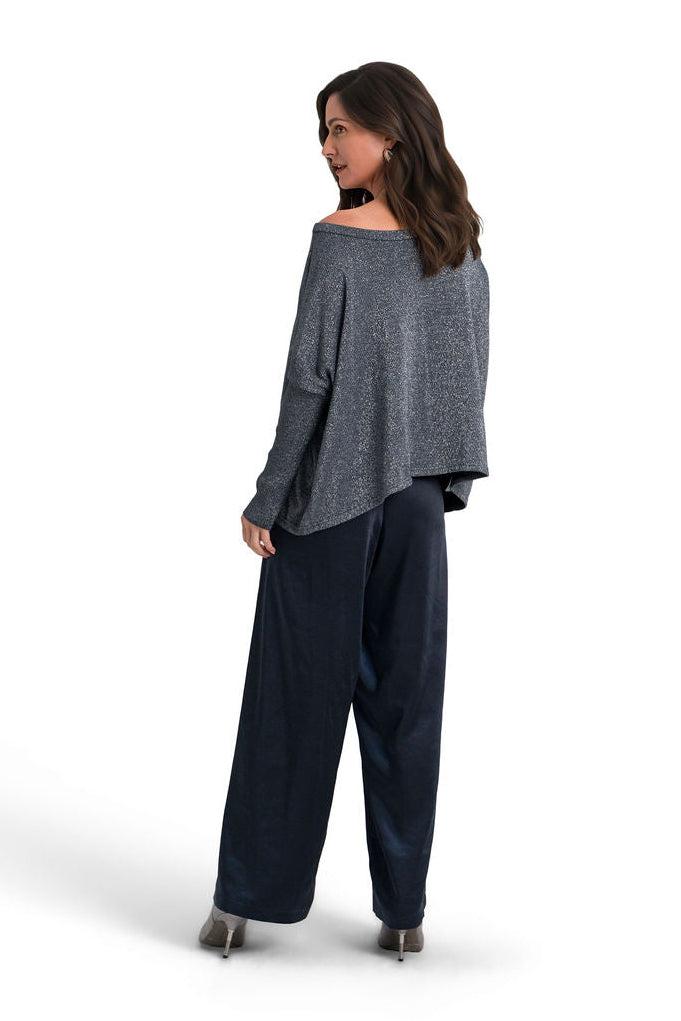 Reversible Lurex Sweater - Midnight/Silver