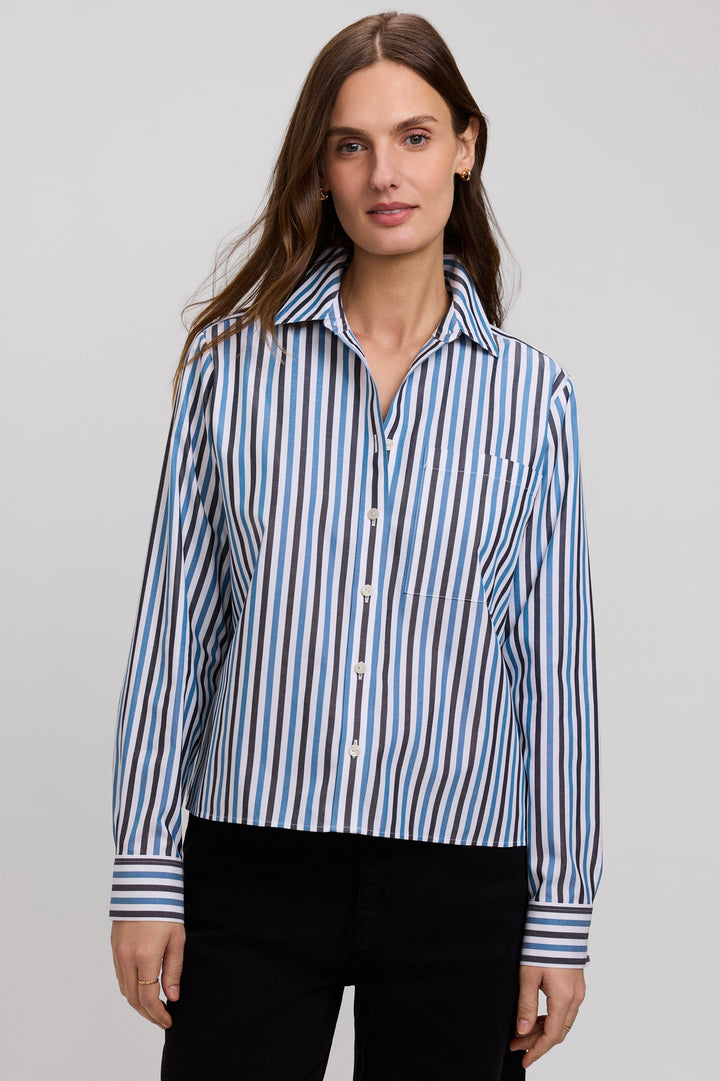 Jodie No Iron Pinpoint Stripe Long Sleeve Short Shirt