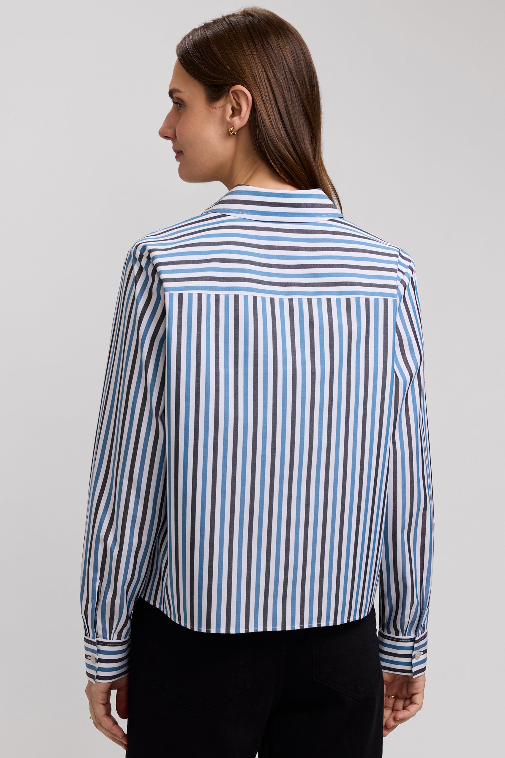 Jodie No Iron Pinpoint Stripe Long Sleeve Short Shirt