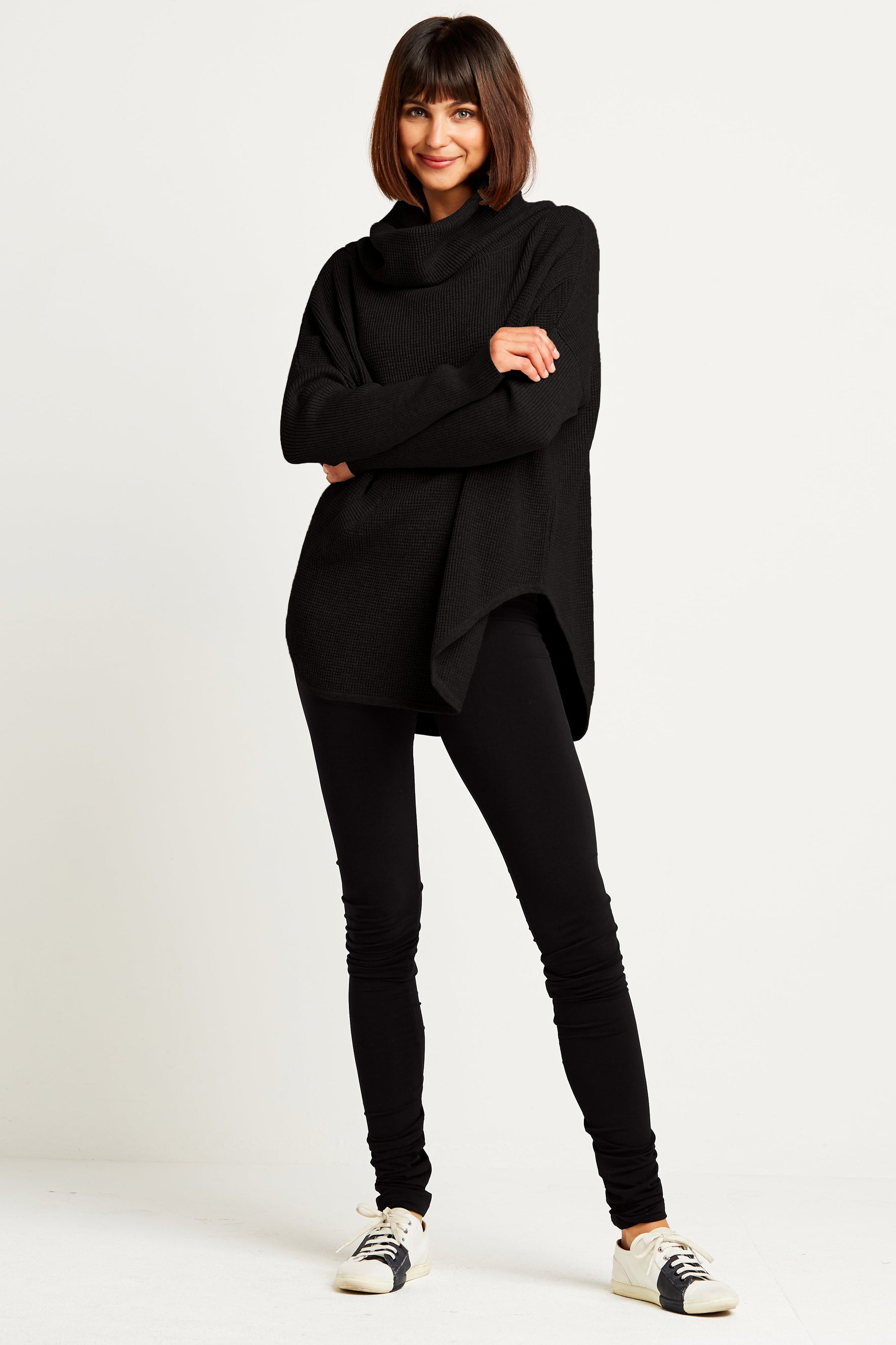 Pima Cotton Waffle Cowl Sweater