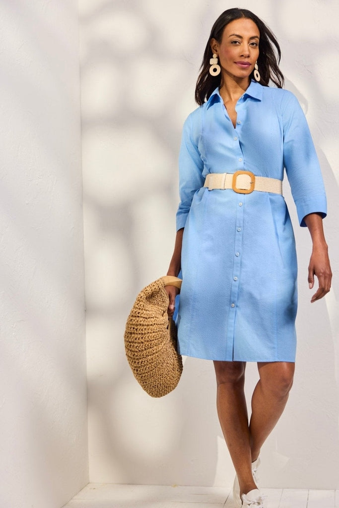 Fiona Seersucker 3/4 Sleeve Dress