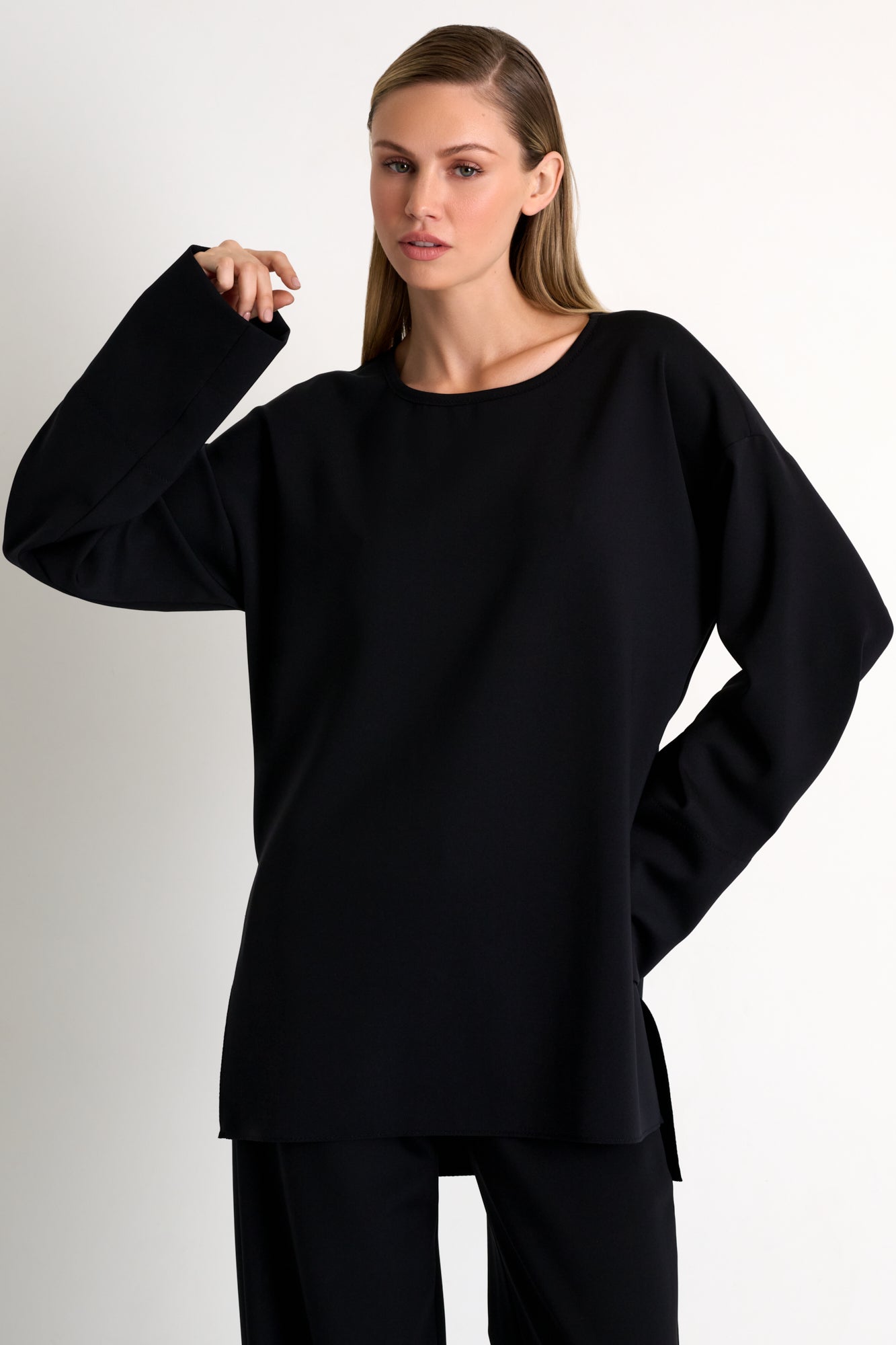 Jersey oversized crewneck - 52567-64-800 02 / 800 Black