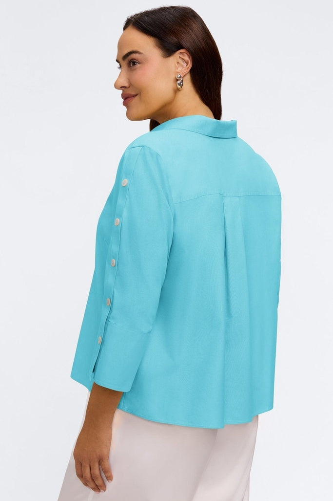 Lainey Plus No Iron Pinpoint 3/4 Button Sleeve Shirt