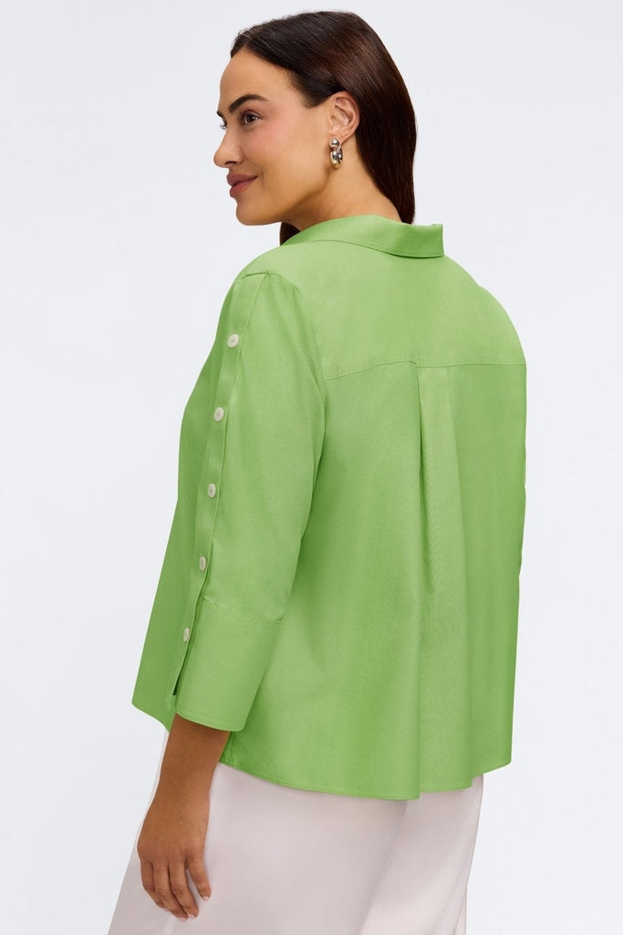 Lainey Plus No Iron Pinpoint 3/4 Button Sleeve Shirt