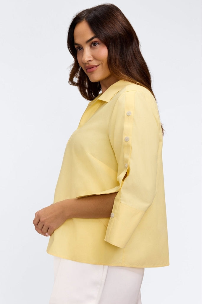 Lainey Plus No Iron Pinpoint 3/4 Button Sleeve Shirt