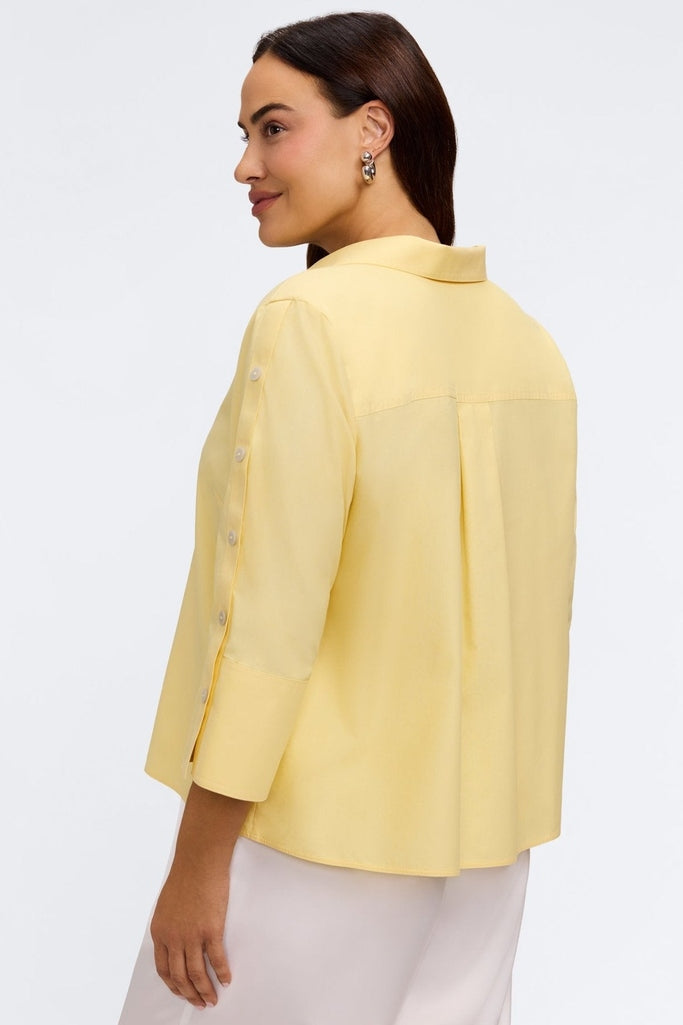 Lainey Plus No Iron Pinpoint 3/4 Button Sleeve Shirt
