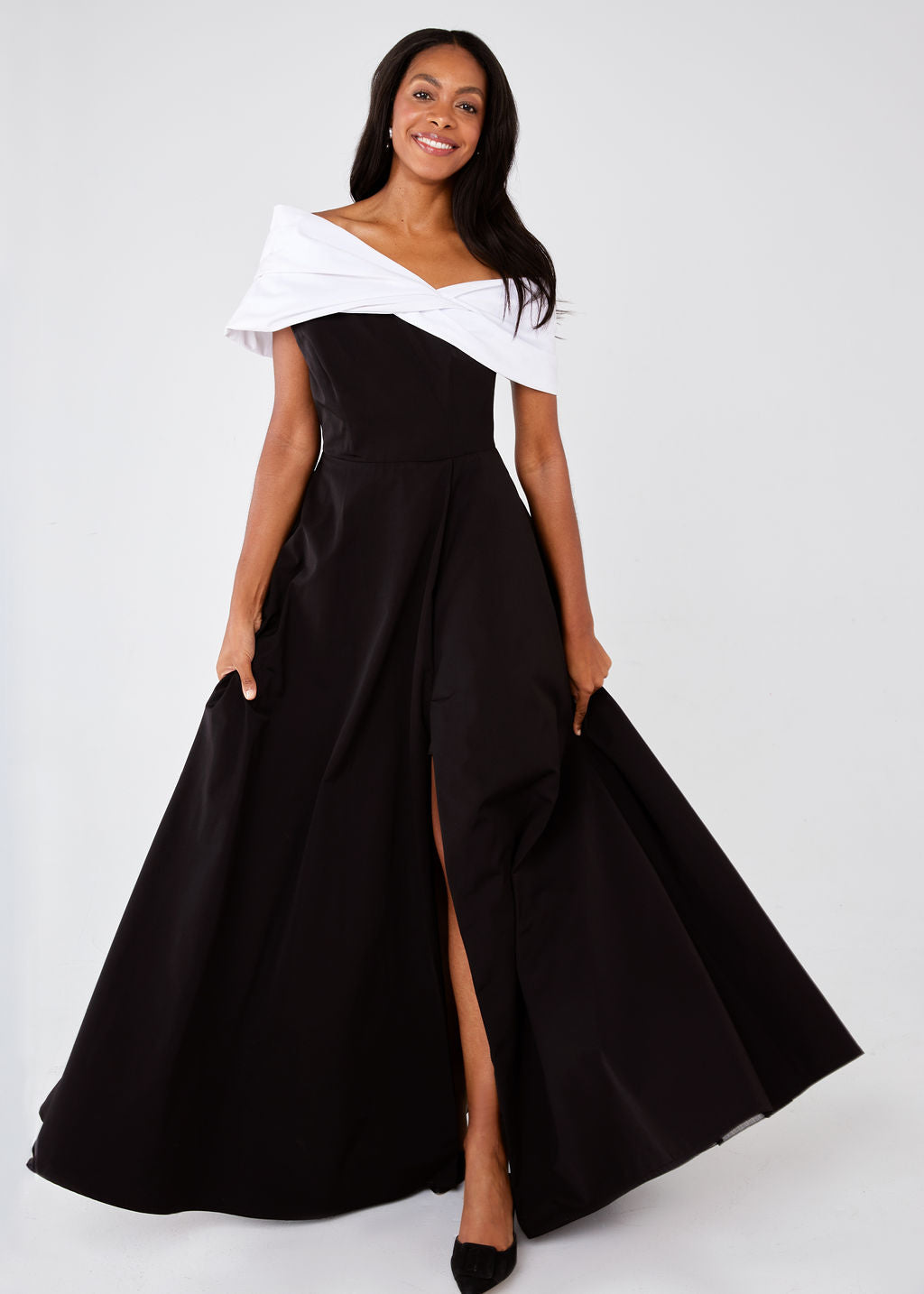 Amelia Gown Black and White Faille