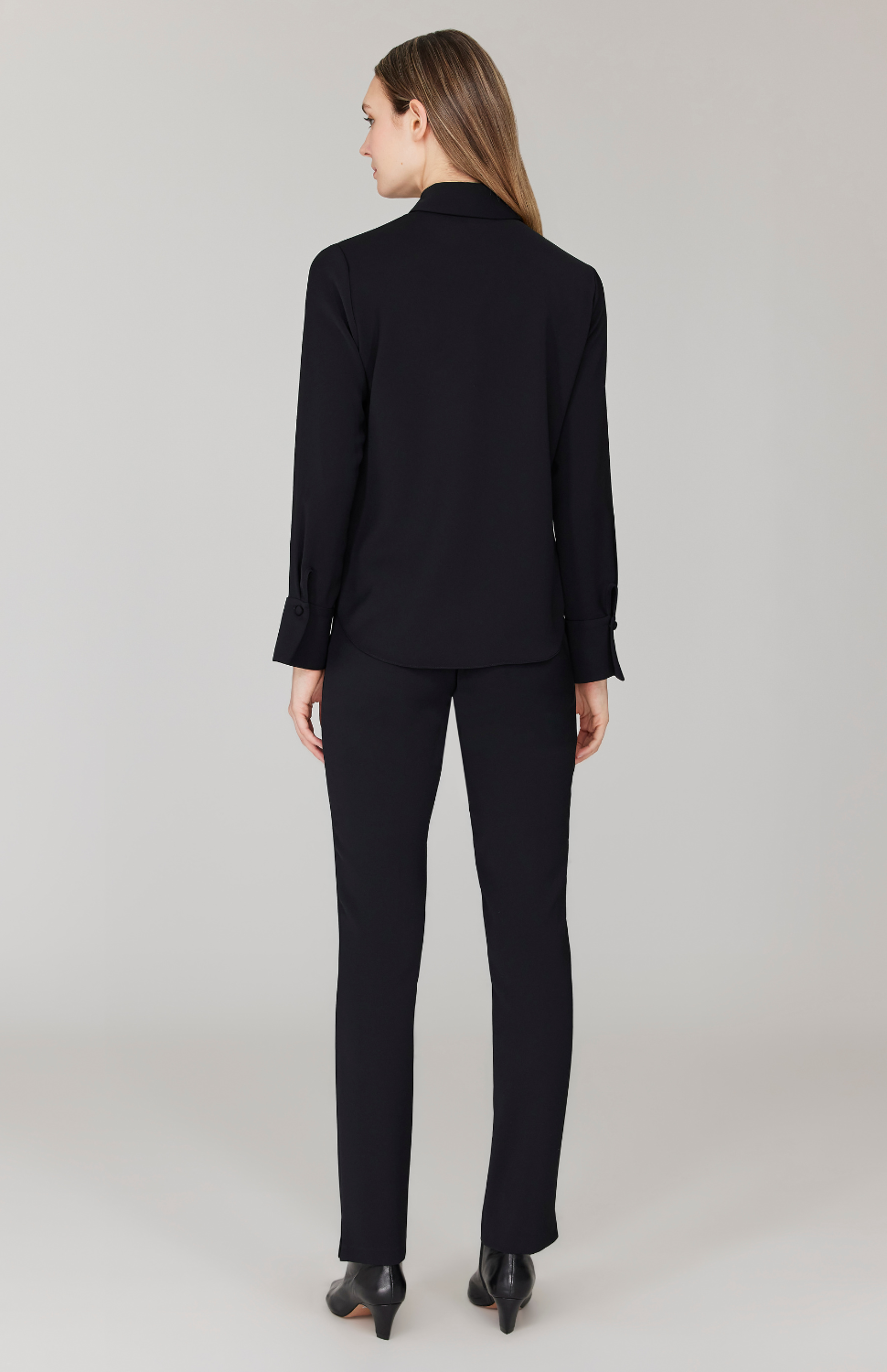 Lustrous Crepe Tailored Button Down Shirt