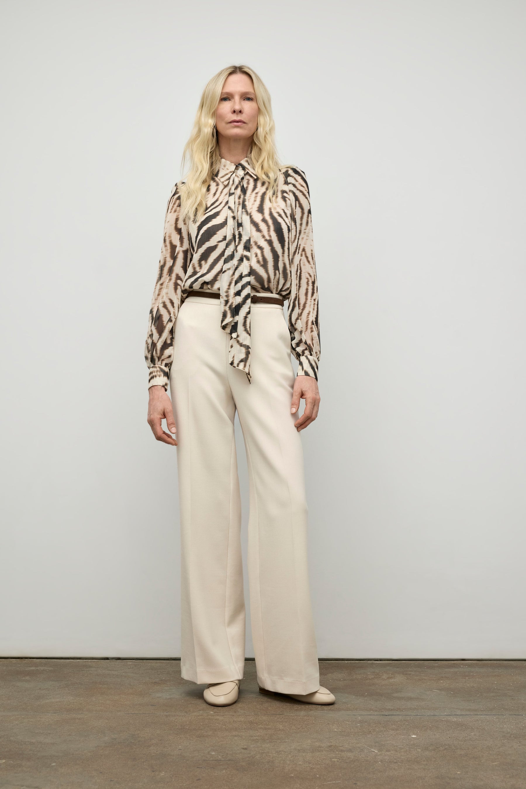 Printed blouse with detachable scarf