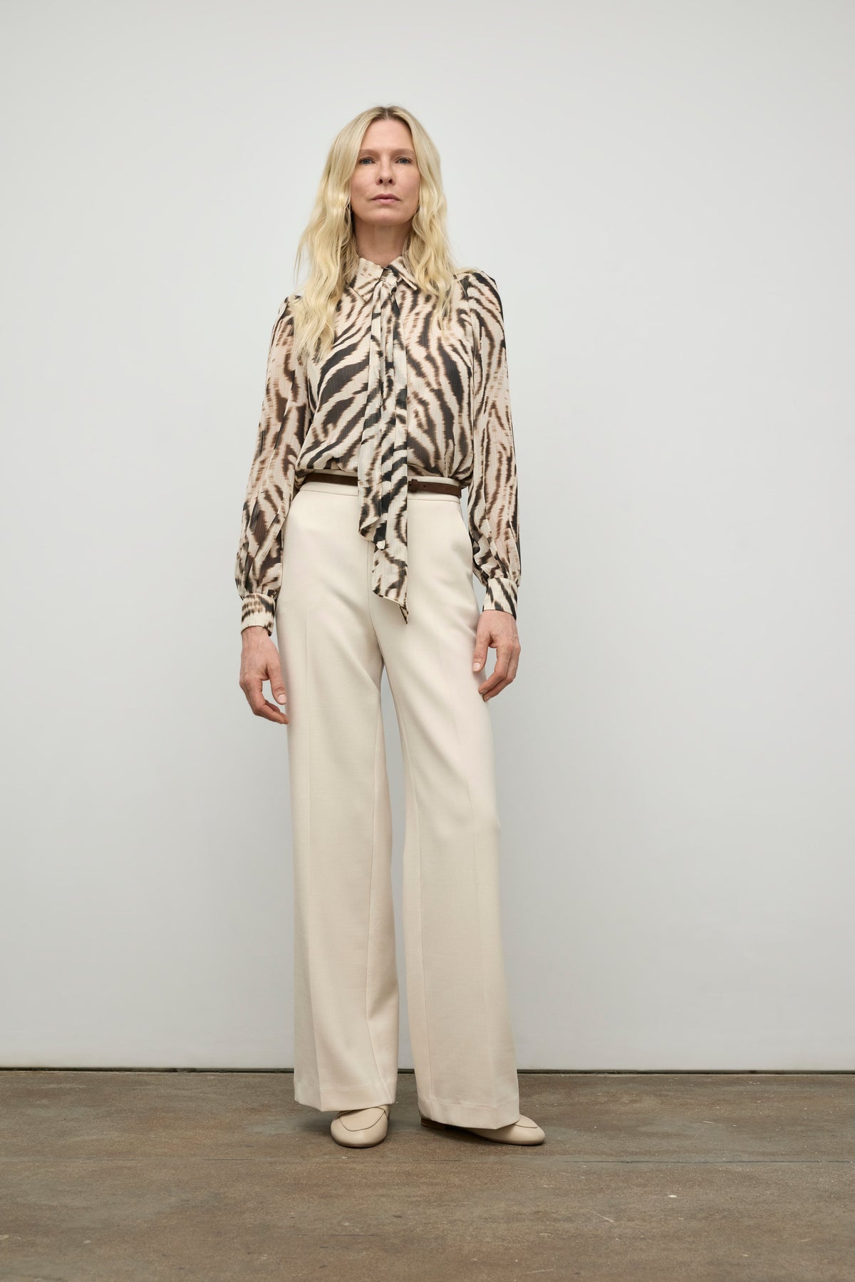 Printed blouse with detachable scarf