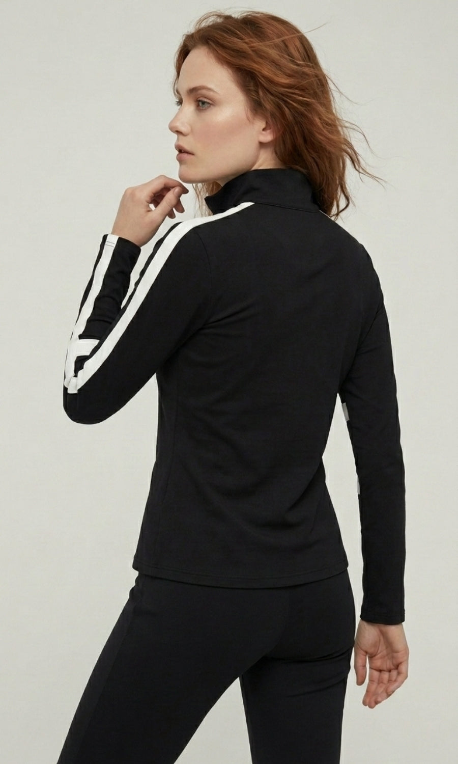 Stacey Sport Striped Zip-Up Top