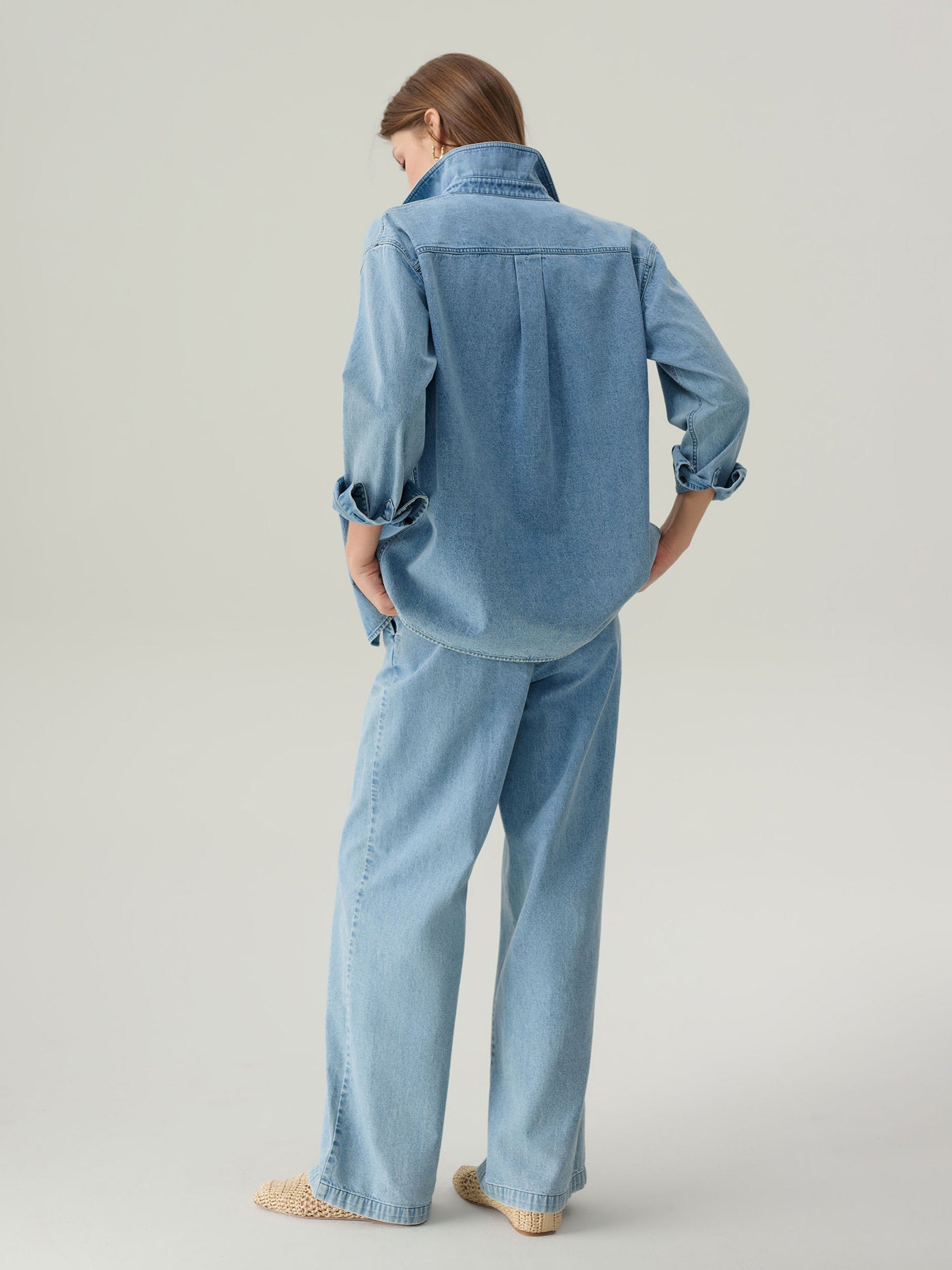 Lara Light Denim Button
Down Top