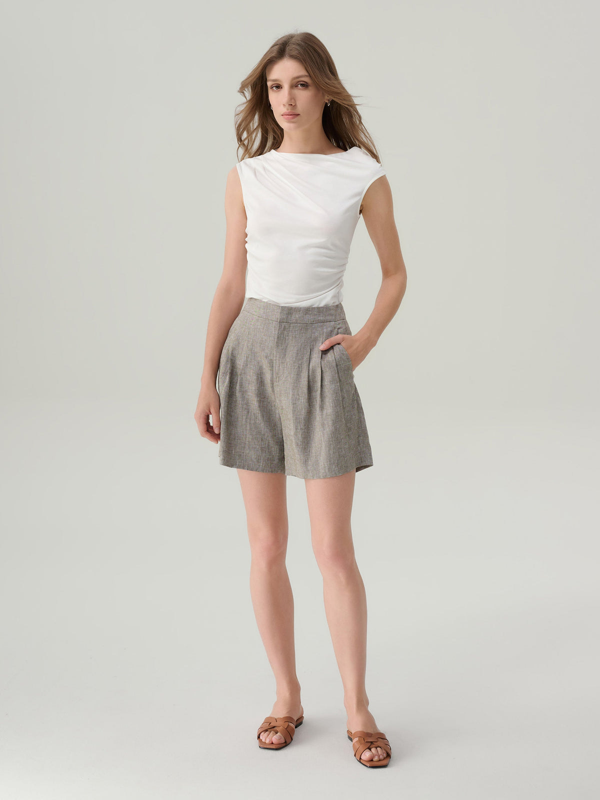 Penelope High Waisted Linen Shorts
