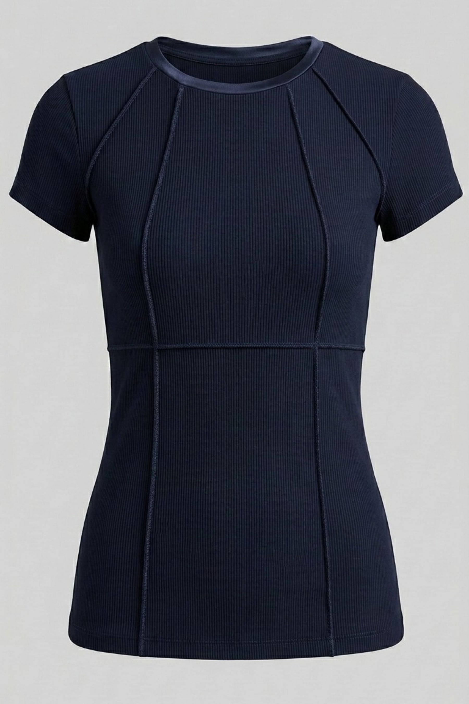 Short Sleeve Celeste Rib Top with Seam Shaping