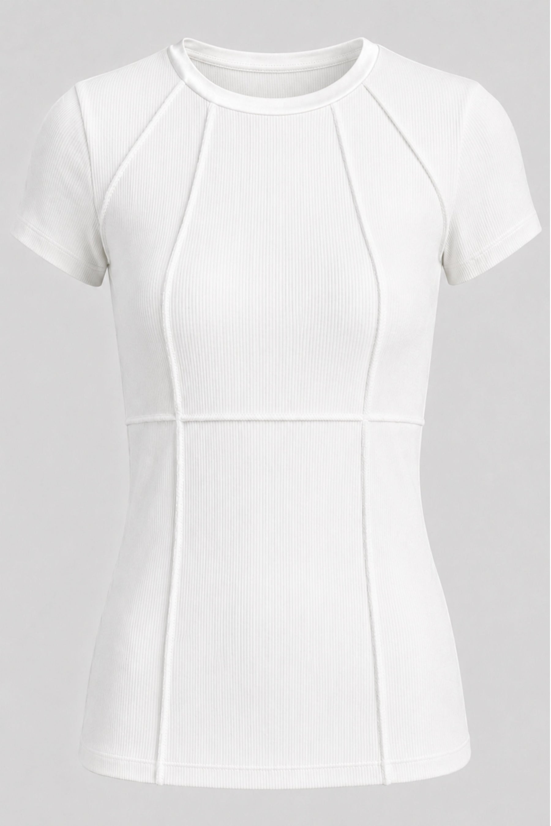 Short Sleeve Celeste Rib Top with Seam Shaping