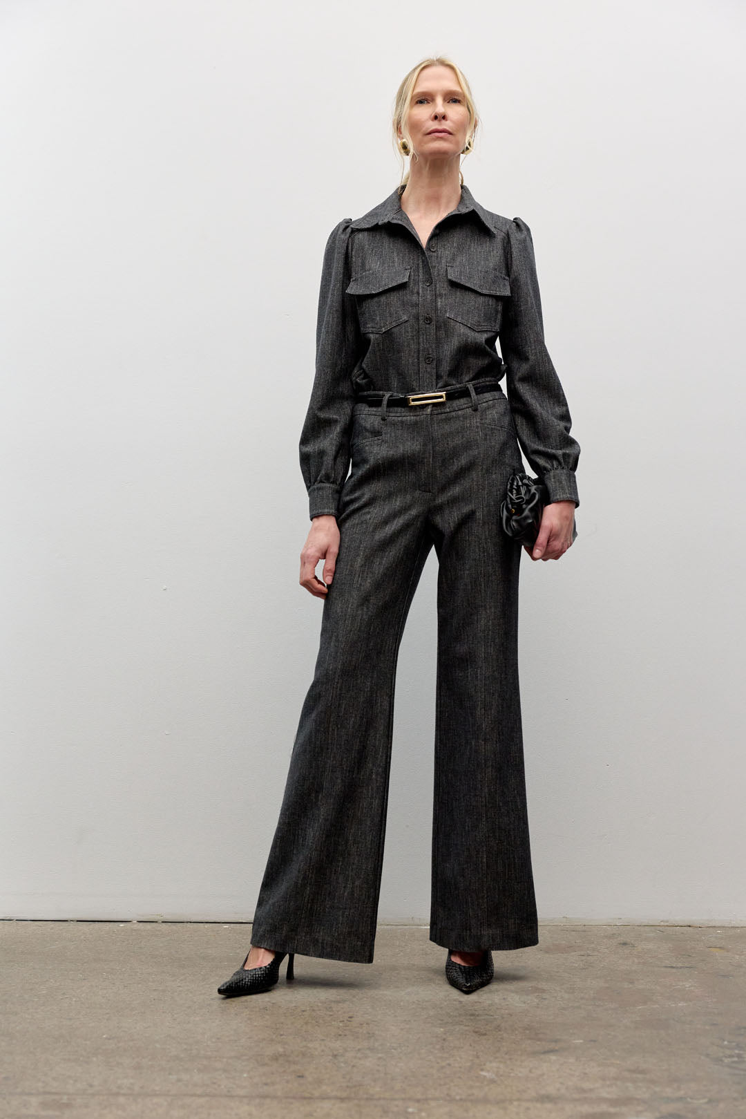 Wide leg denim pant