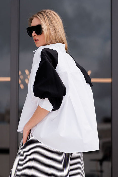 Cotton Balloon Sleeve Shirt