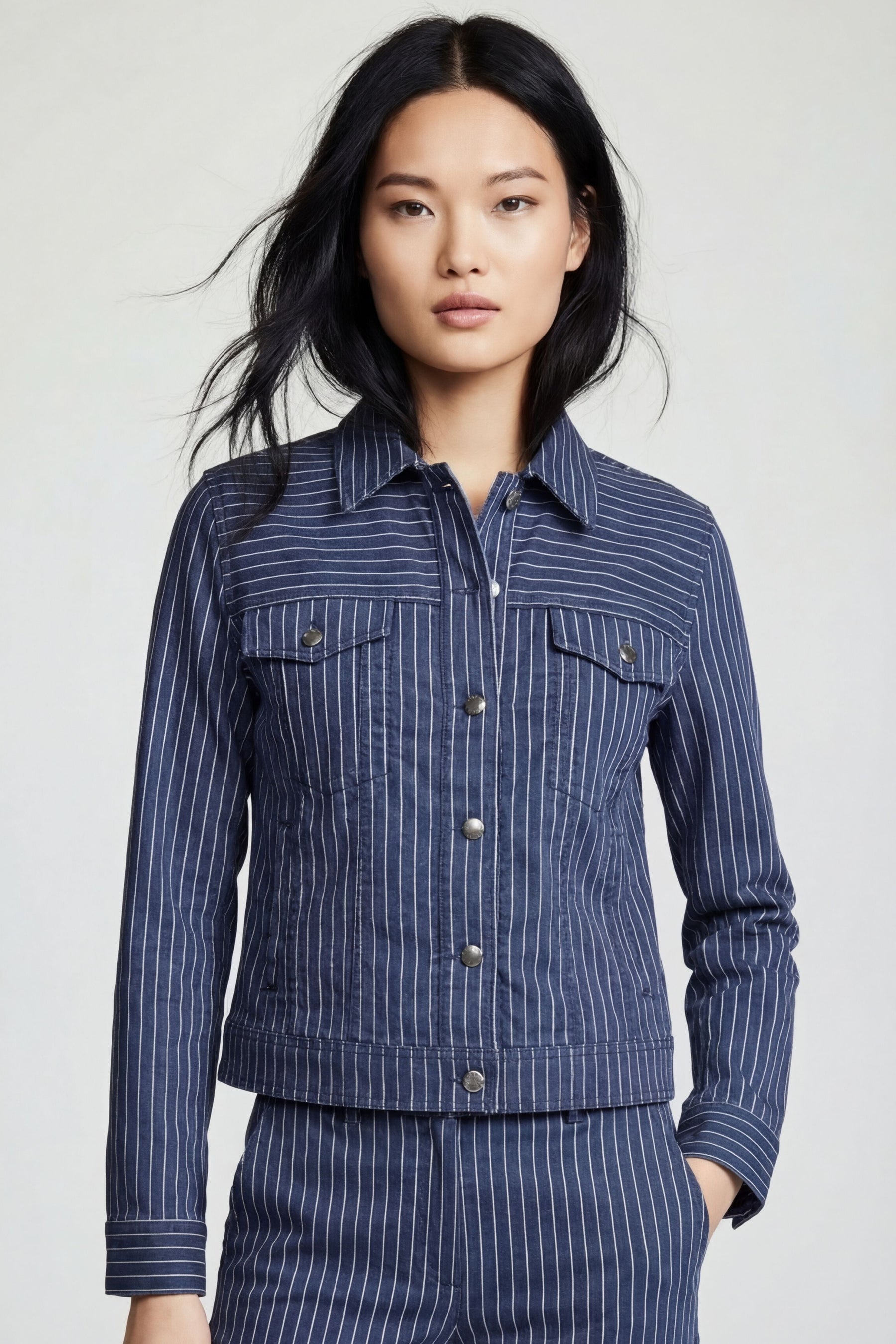 Delilah Striped Ultralight Trucker Jacket