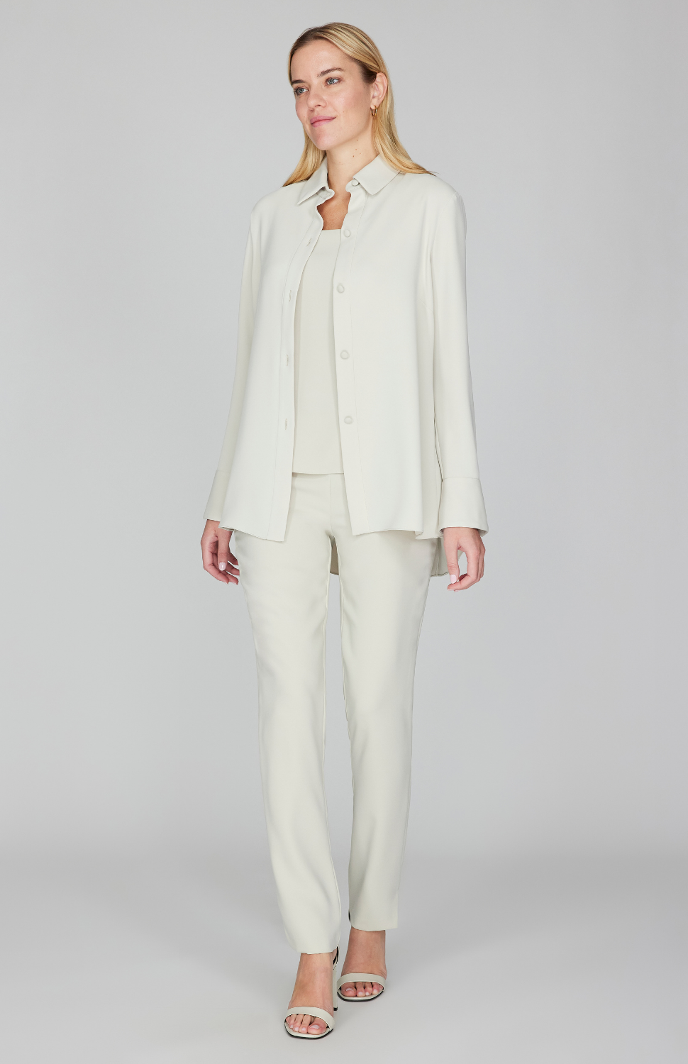 Lustrous Crepe Back Overlap Shirt