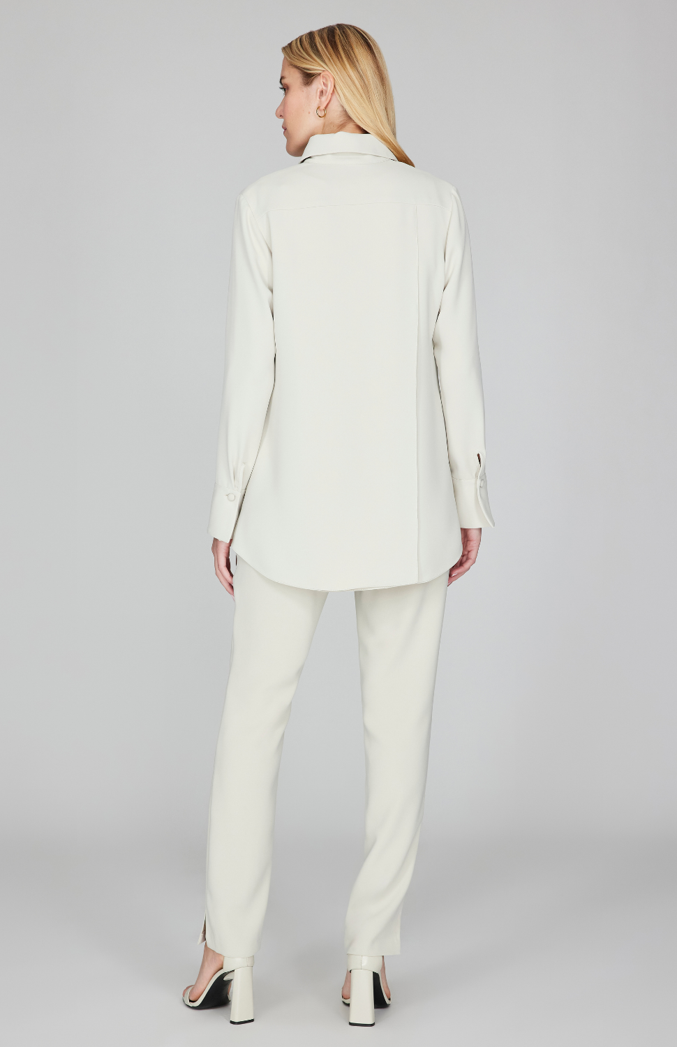 Lustrous Crepe Back Overlap Shirt
