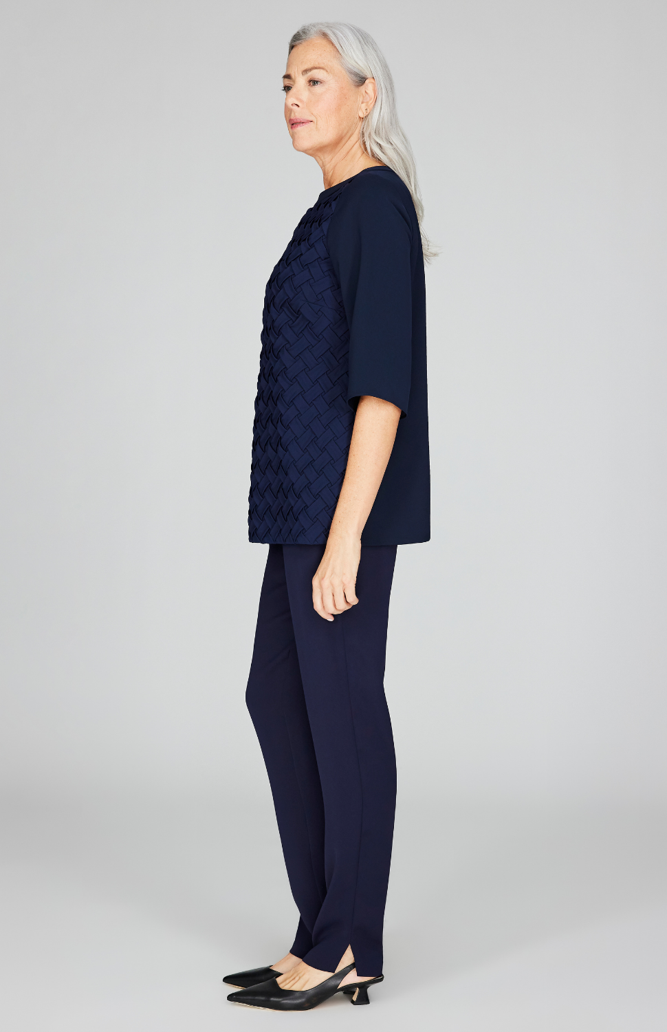 Lattice Smocking 3/4 Sleeve Blouse