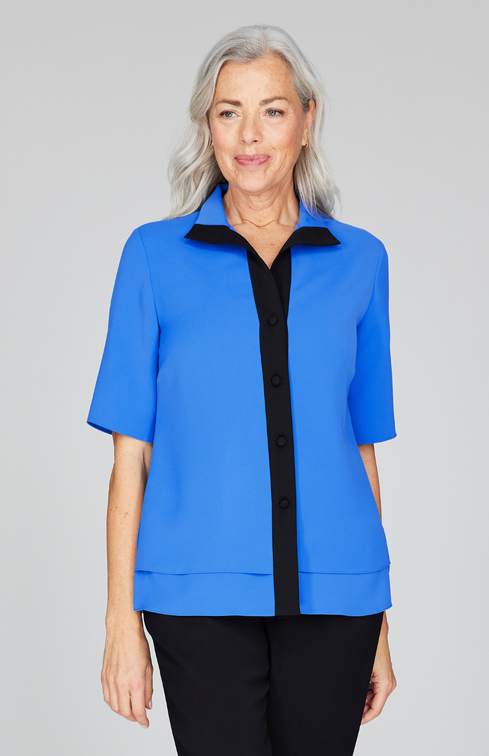 Gabby is 5'10" and wearing Cerulean in size XS.
