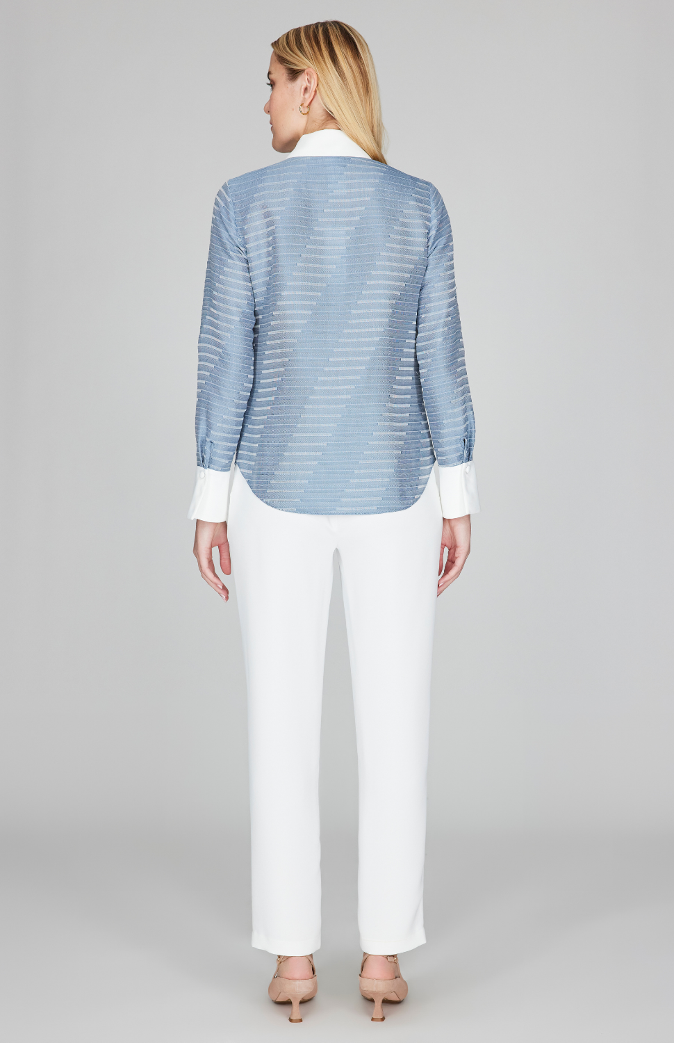 Diagonal Stripe Shirting Tailored Collared Shirt