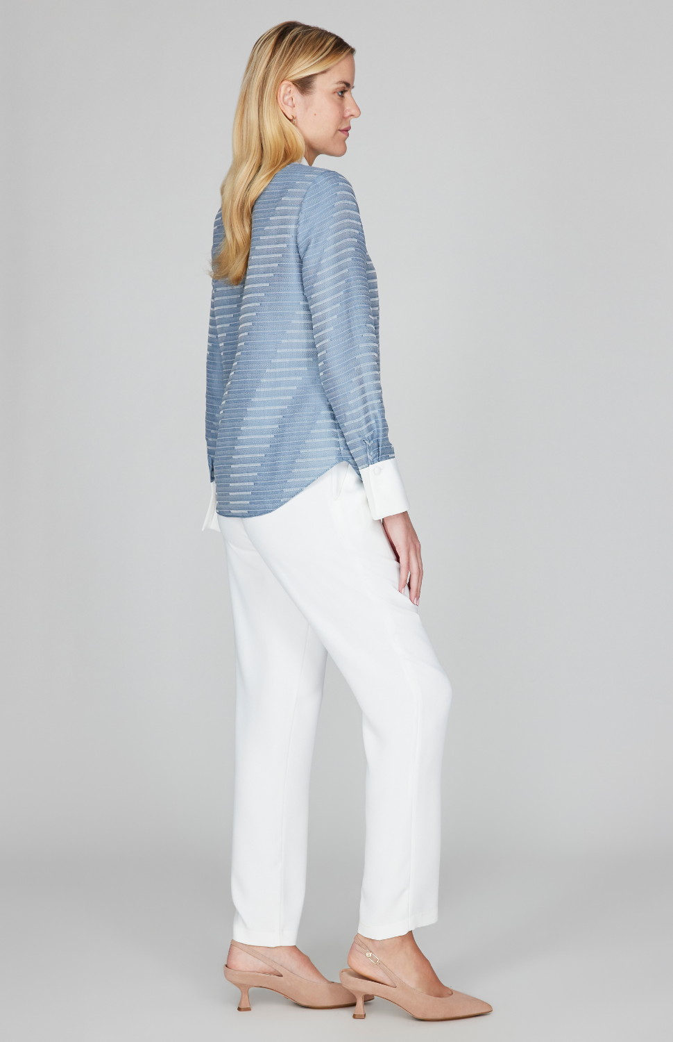 Diagonal Stripe Shirting Tailored Collared Shirt