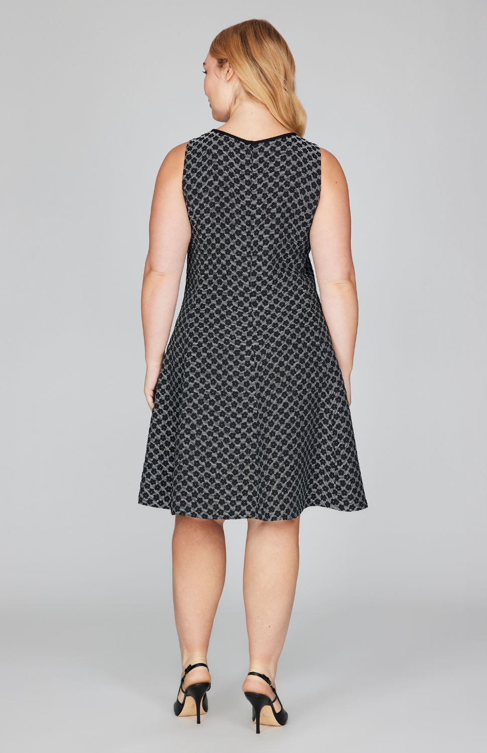 Textured Floral Jacquard Sleeveless Fit & Flare Dress