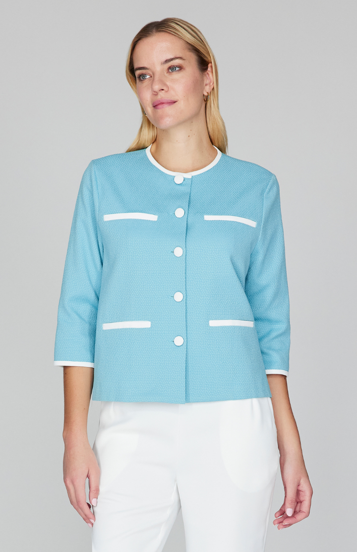 Pique Short Boxy Jacket w/ Pocket Detail