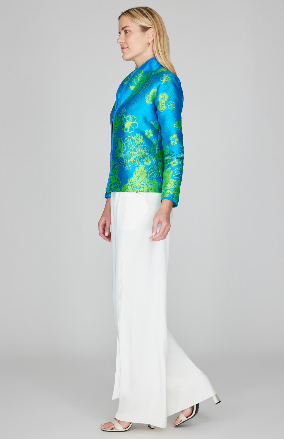 Graphic Flora Jacquard Wing Collar Jacket